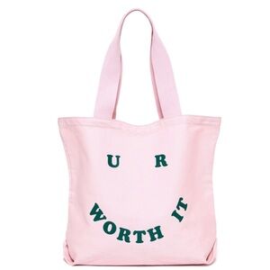 ban.do U R WORTH IT Pink Canvas Tote Bag